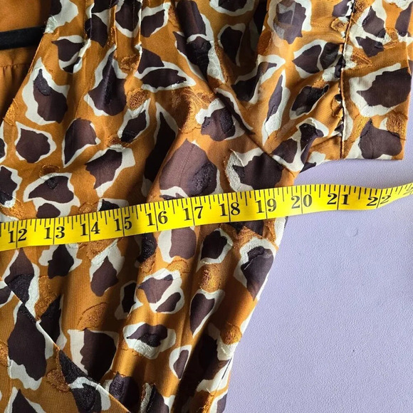 Anthropologie J.O.A. Dotted + Spotted Wrap Mini Dress Brown Multi Size L - Picture 14 of 15
